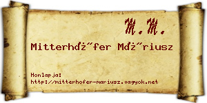 Mitterhöfer Máriusz névjegykártya